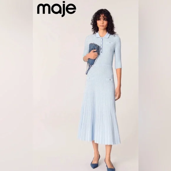 Maje | Dresses | Maje Rib Knit Midi Dress | Poshmark